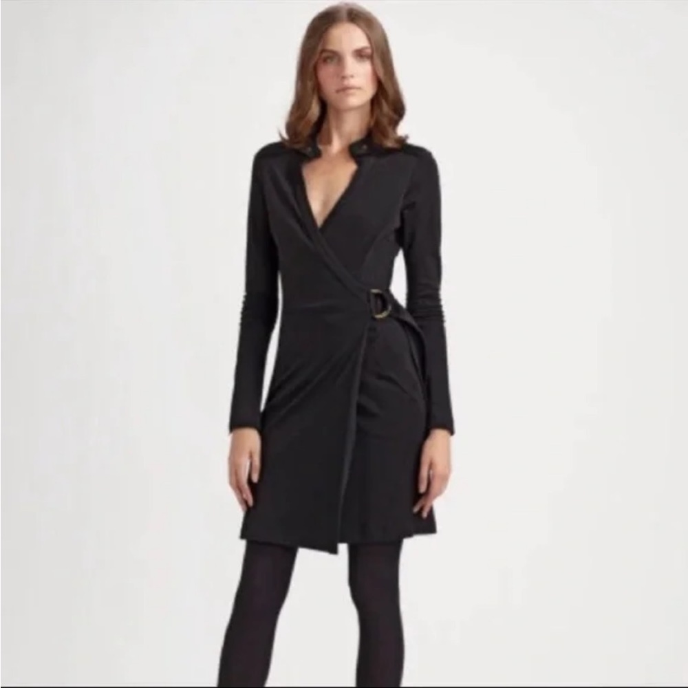 DVF Diane Von Furstenberg Biker Wool Belted Wrap Dress 6